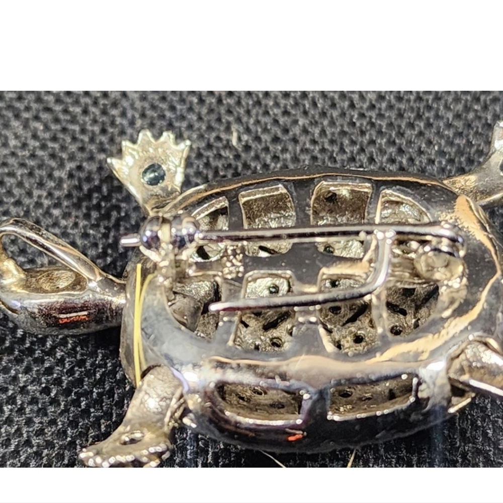 Sterling Silver Turtle Real Emerald Ruby Sapphire… - image 3